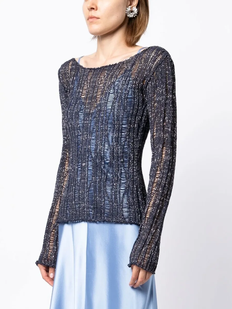 boat-neck open-knit sweater 6
