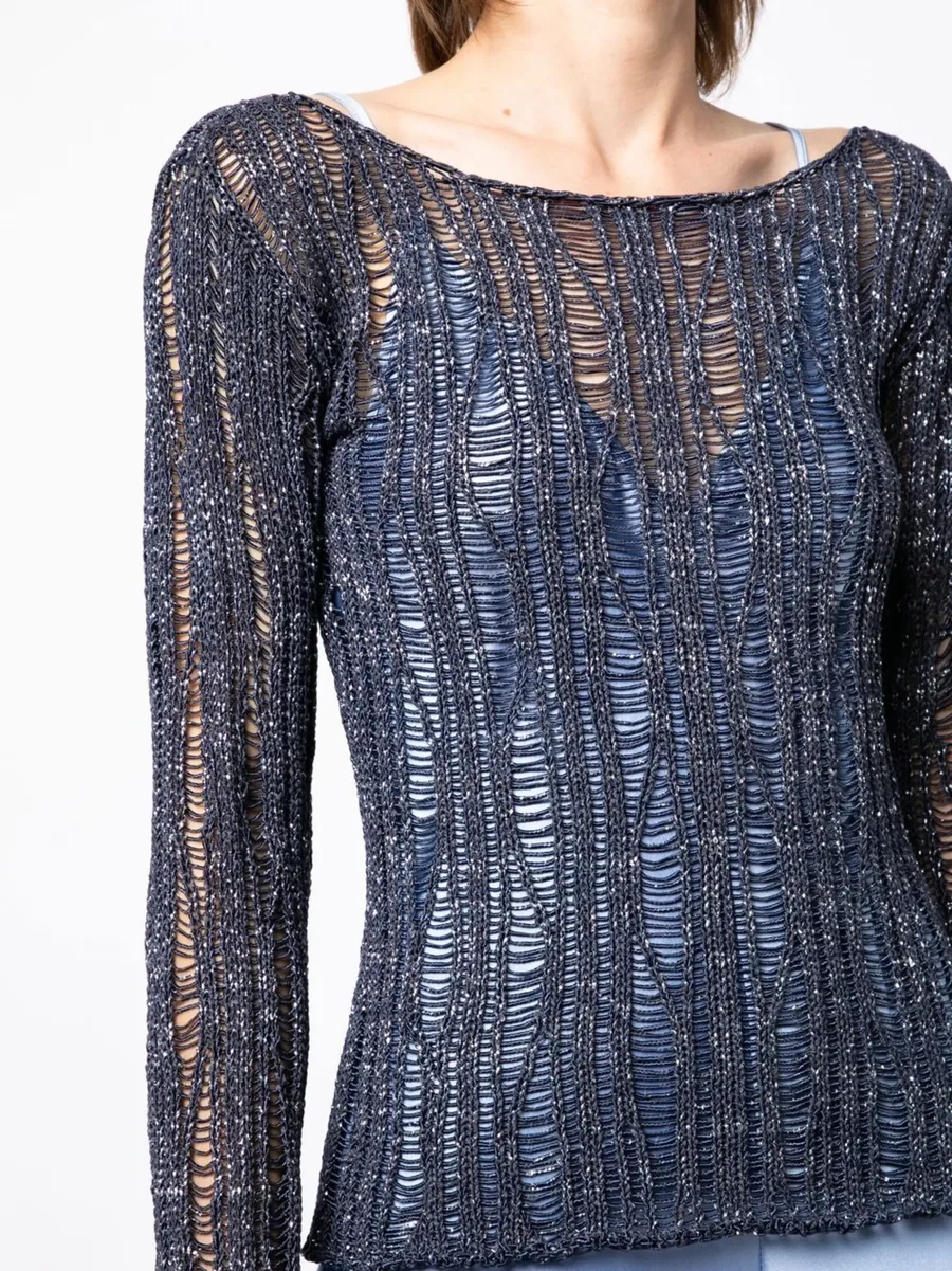 boat-neck open-knit sweater 10