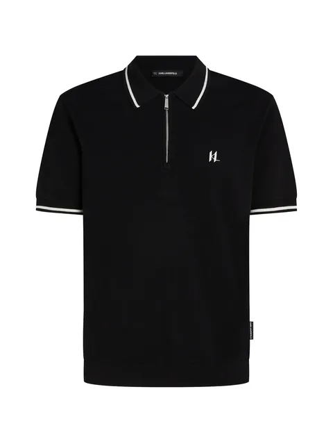 logo-embroidered zip-fastening polo shirt