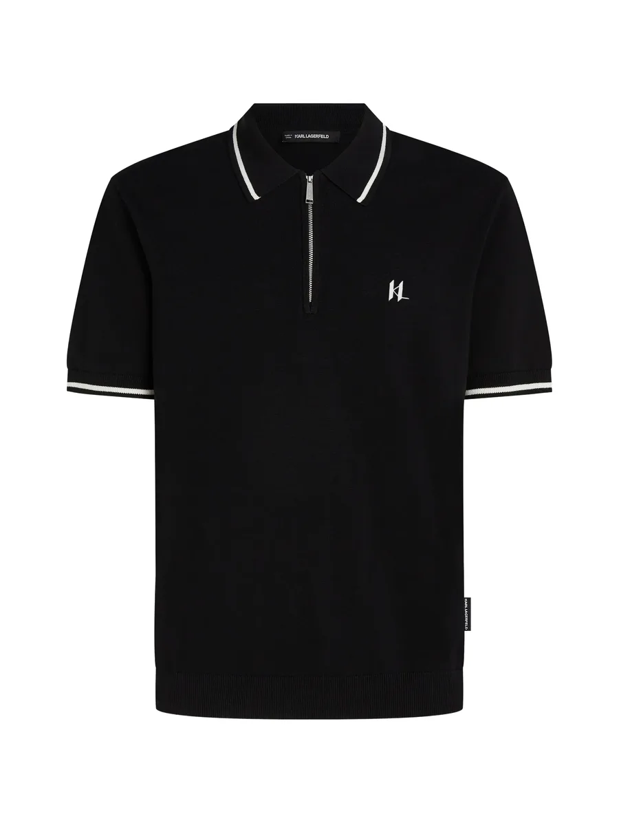 logo-embroidered zip-fastening polo shirt 1