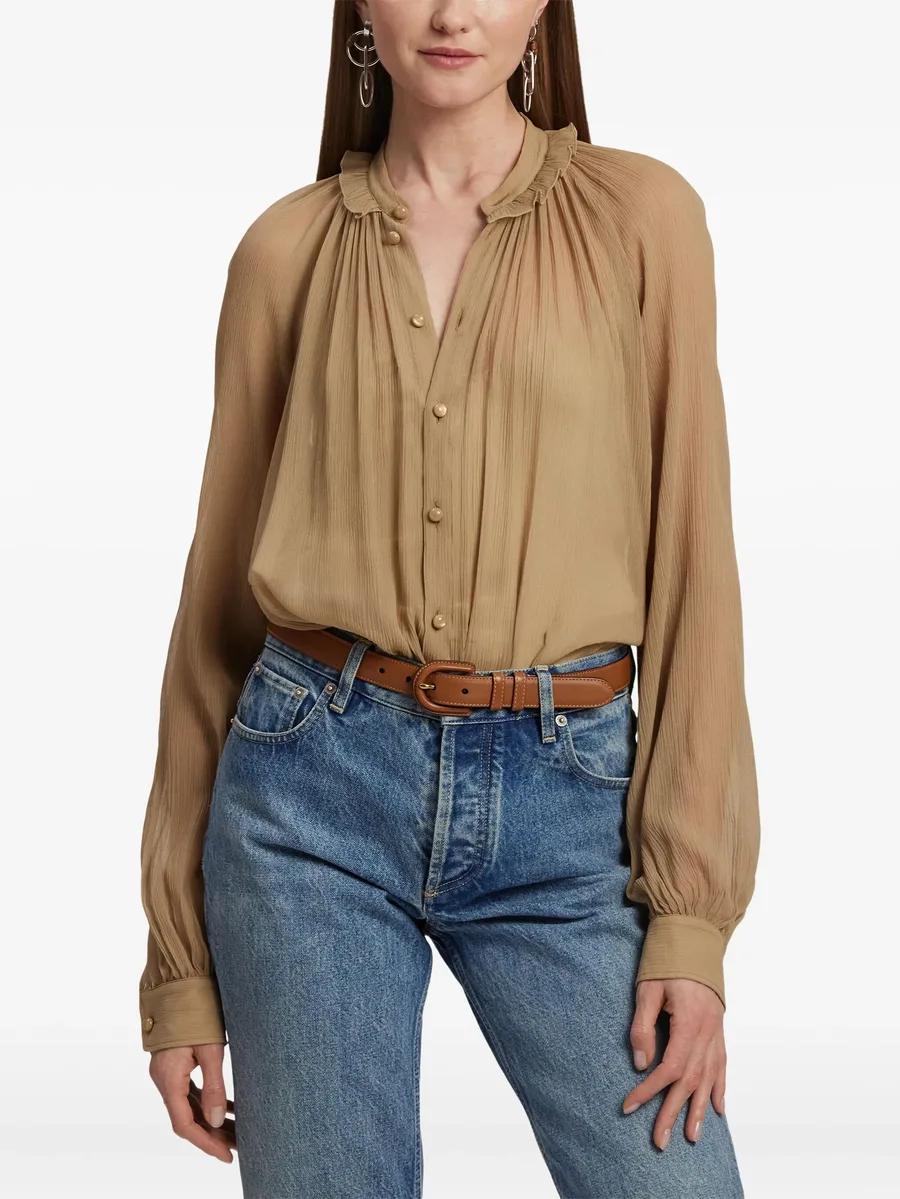 pleated mock-neck blouse 6