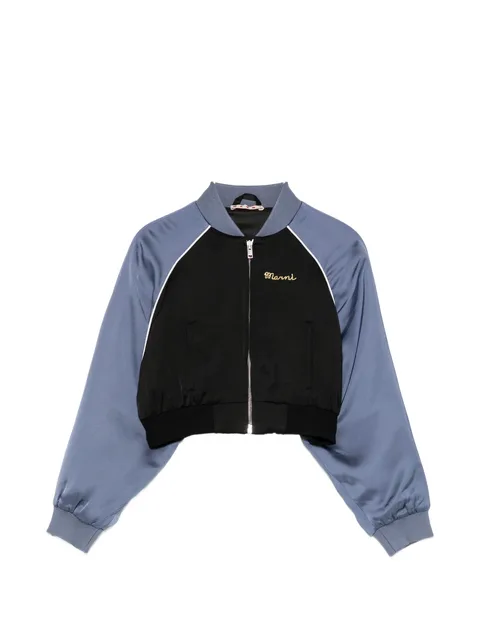 colour-block logo embroidered  jacket