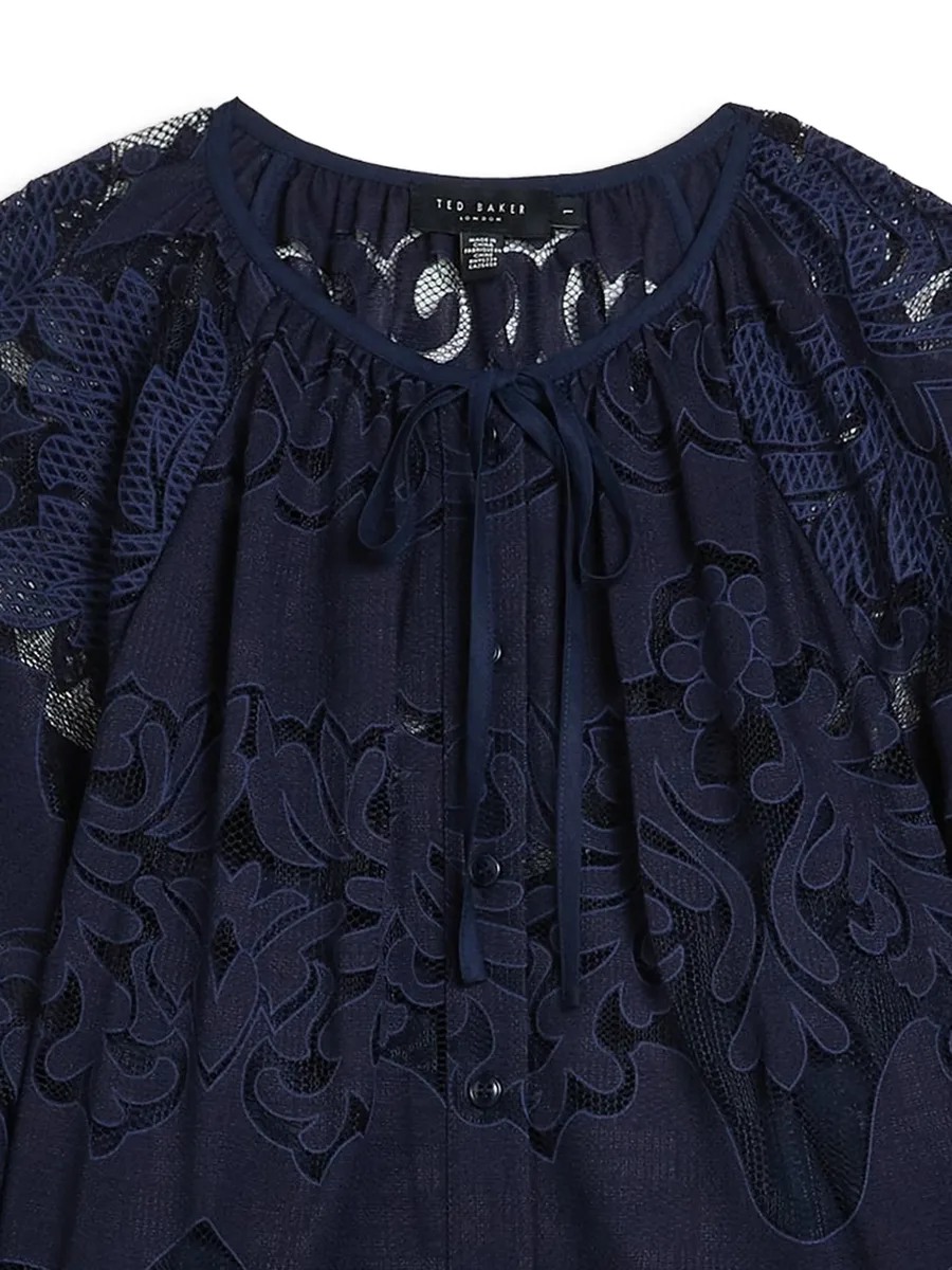 Bacina lace-embroidered puff-sleeve blouse 3