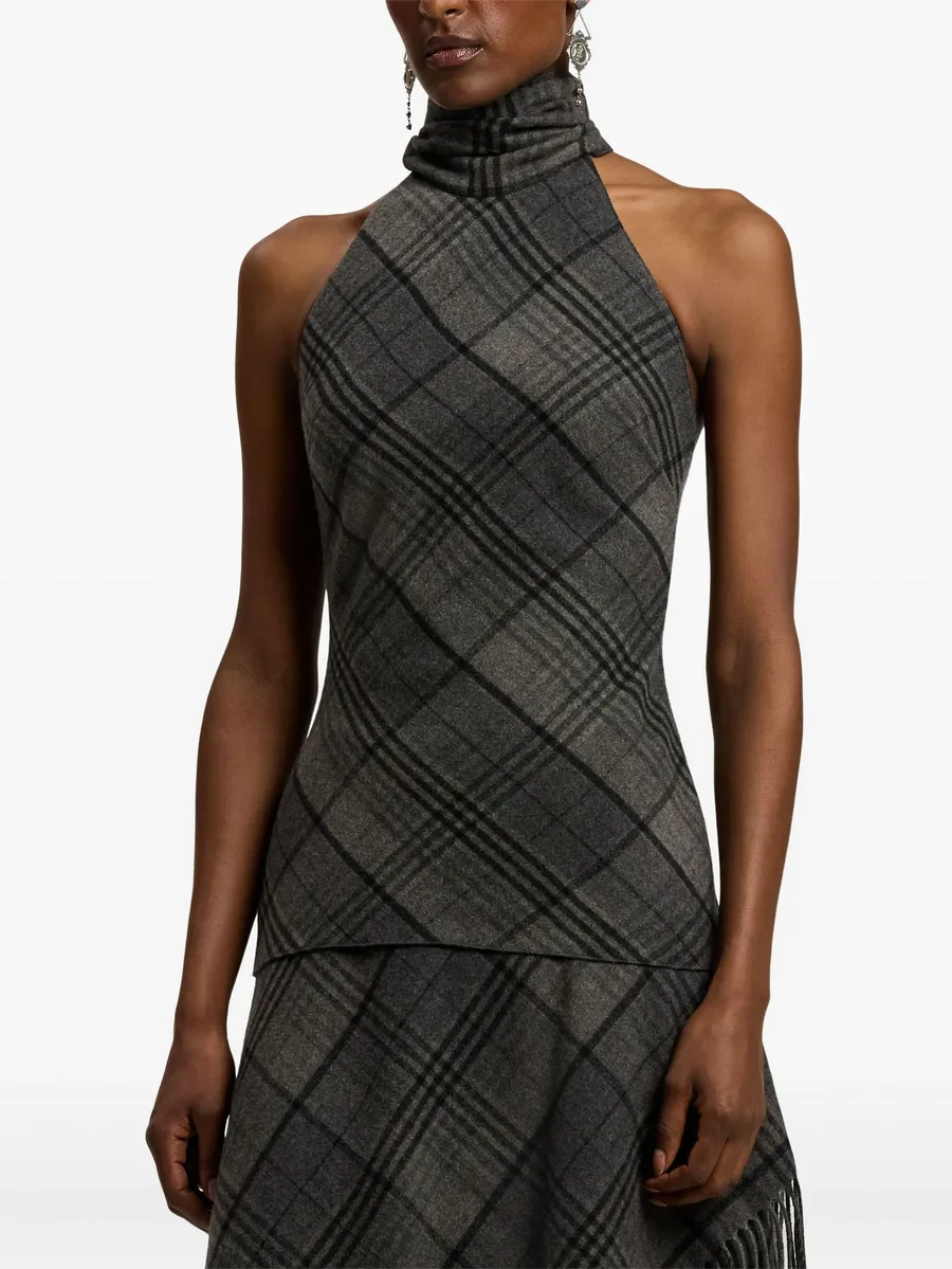turtleneck check-pattern top 7