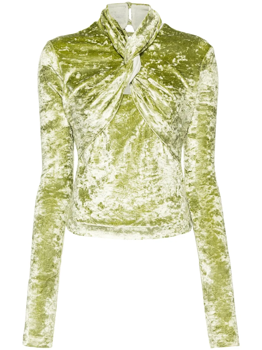 Iride twist-detailing velvet top 2