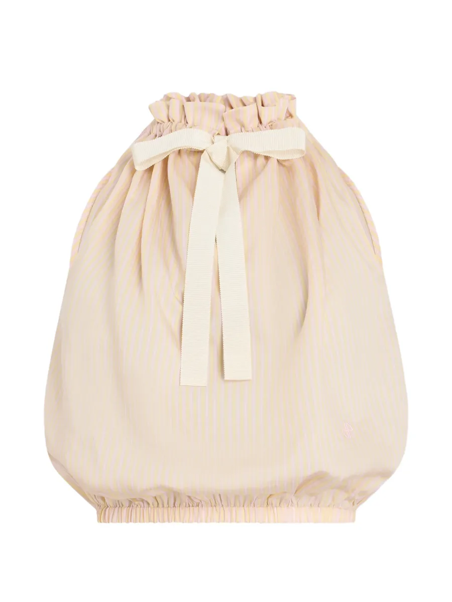 striped-pattern bow sleeveless top 1