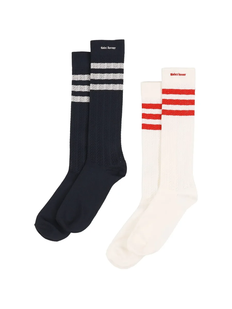 crochet-knit striped socks (set of two) 1