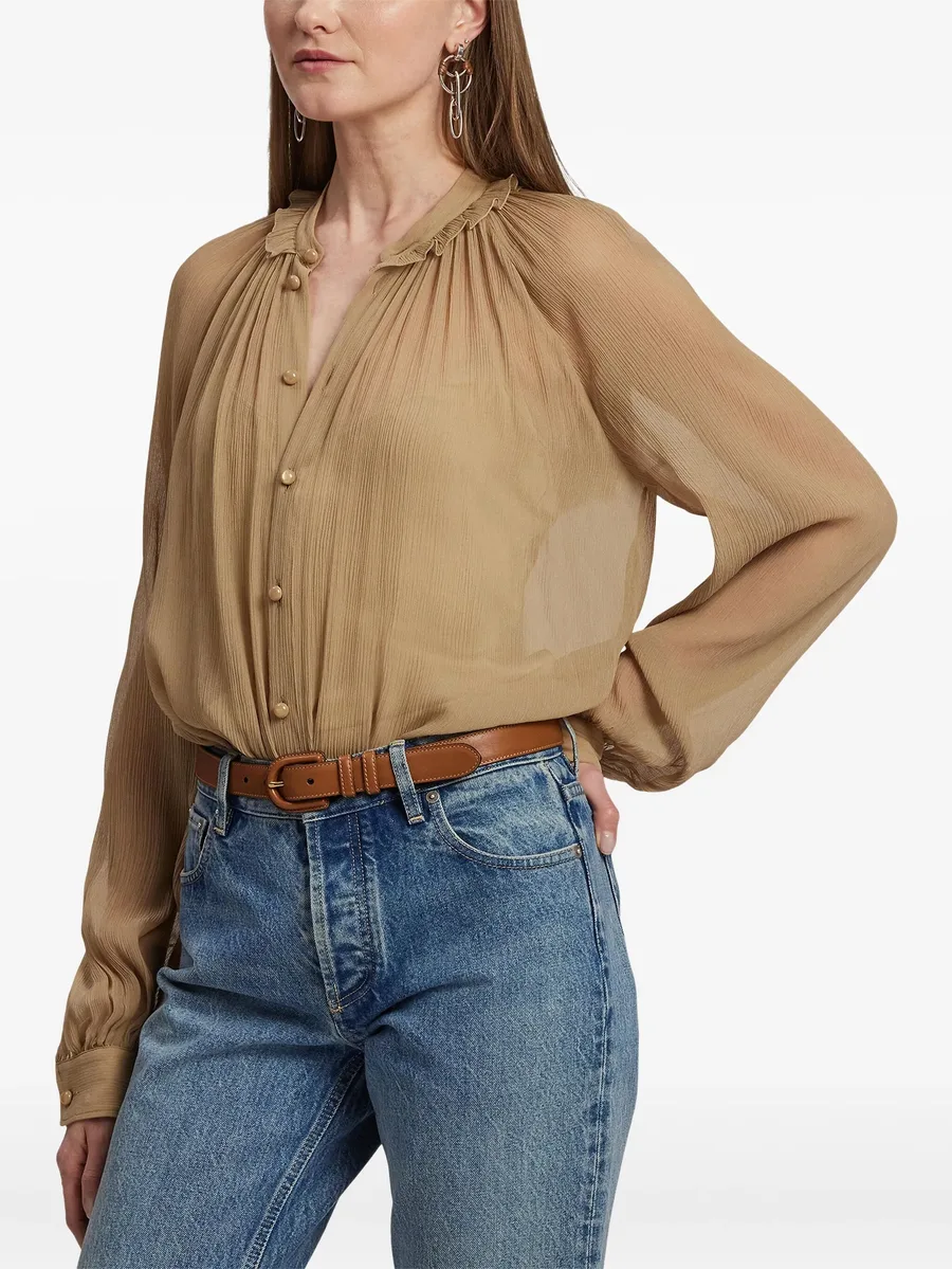 pleated mock-neck blouse 7