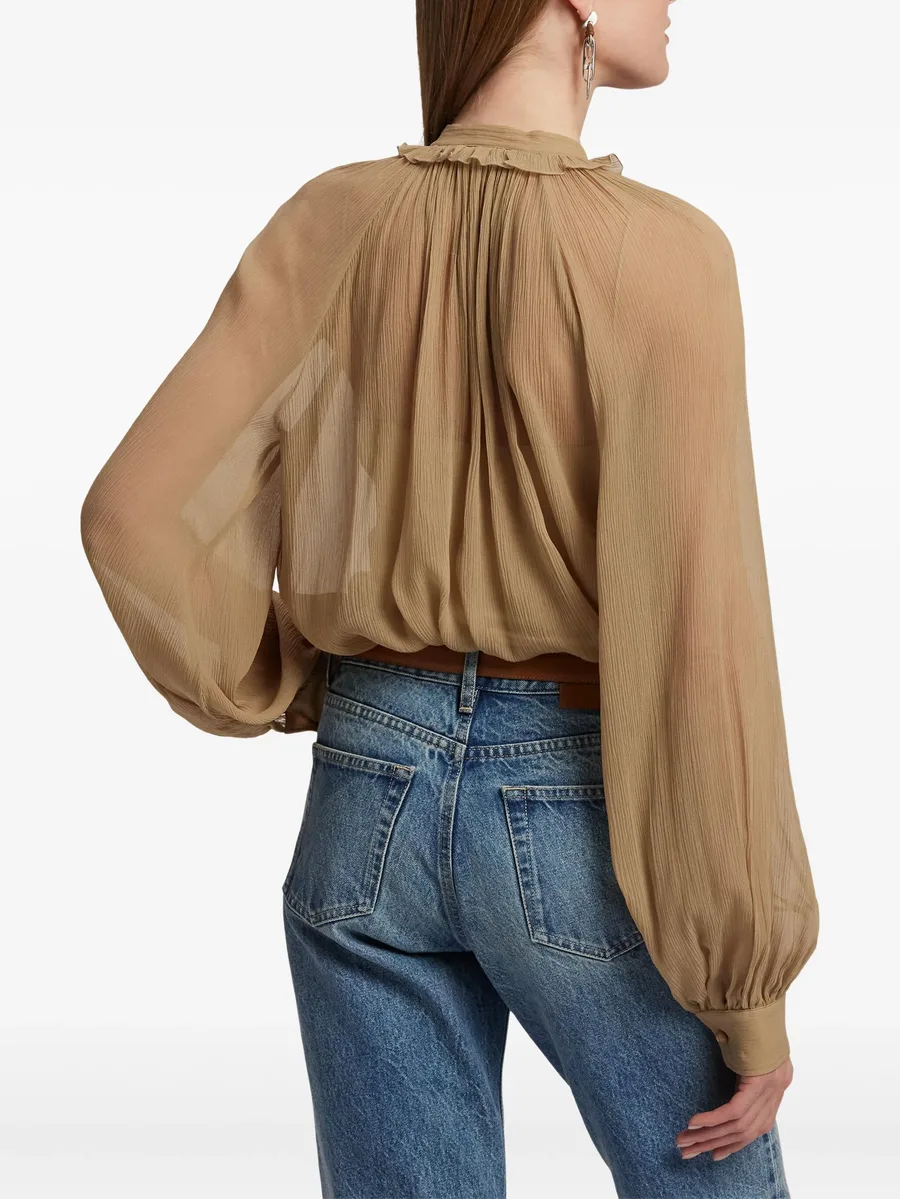 pleated mock-neck blouse 9