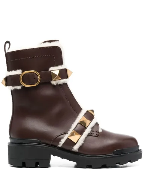 Rockstud-embellished biker boots