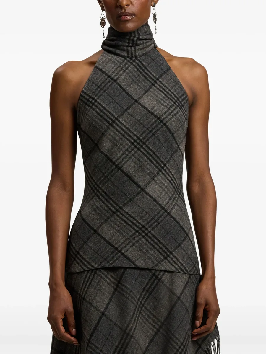 turtleneck check-pattern top 6