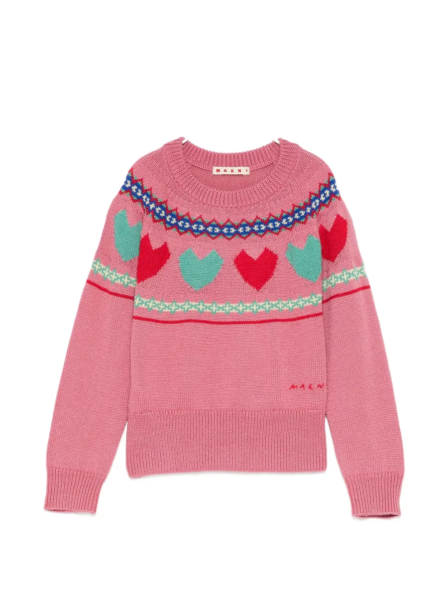 intarsia-knit heart-motif sweater 1