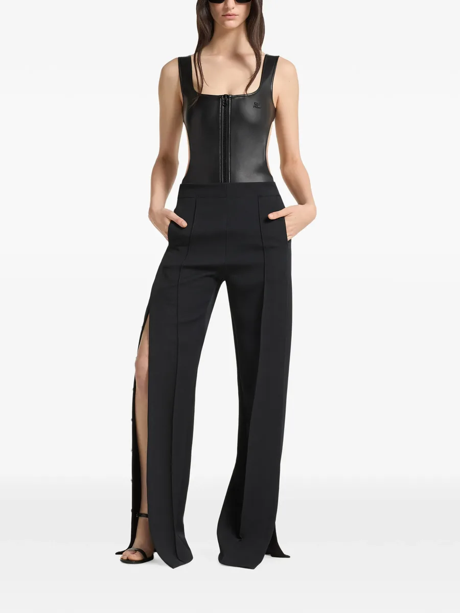 snap-twill pressed-crease trousers 2