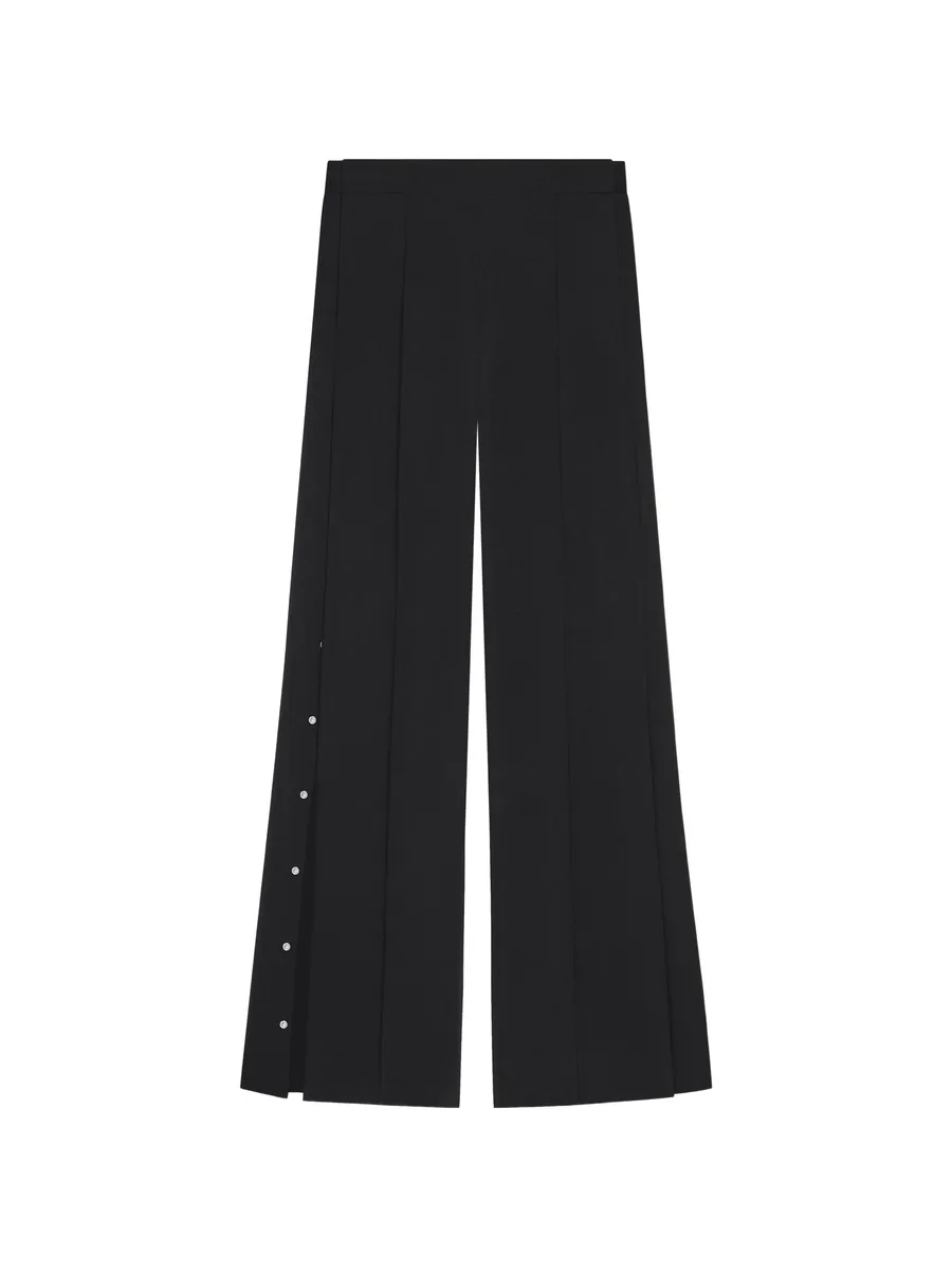 snap-twill pressed-crease trousers 1