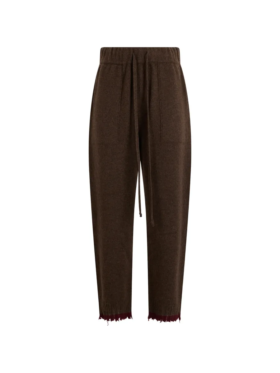 drawstring frayed-edge trousers 1