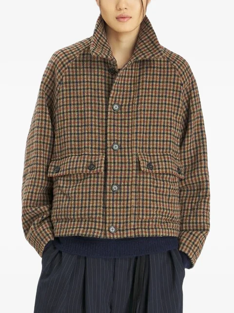 Aria check-pattern single-breasted coat