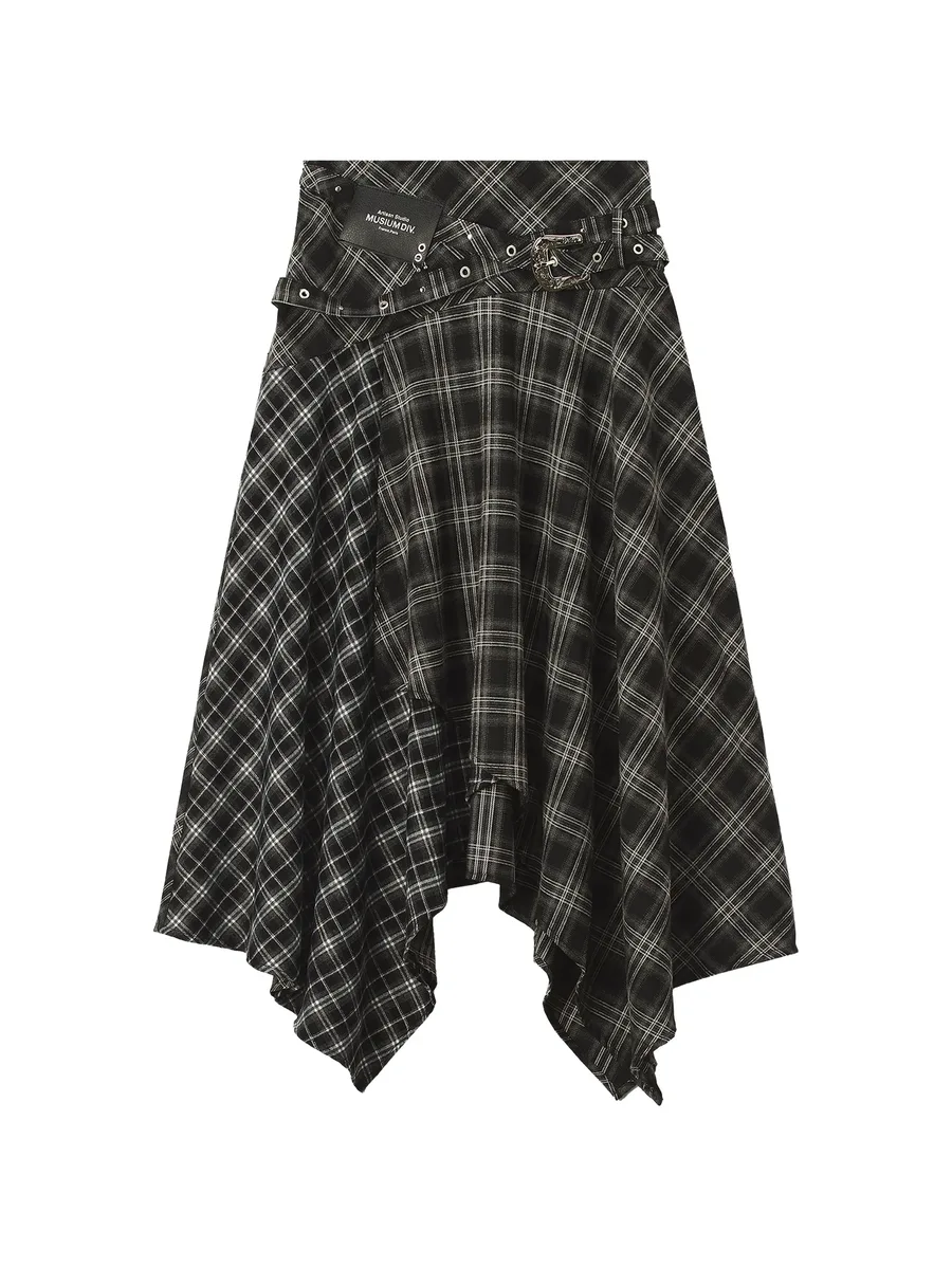 check-pattern asymmetric skirt 1