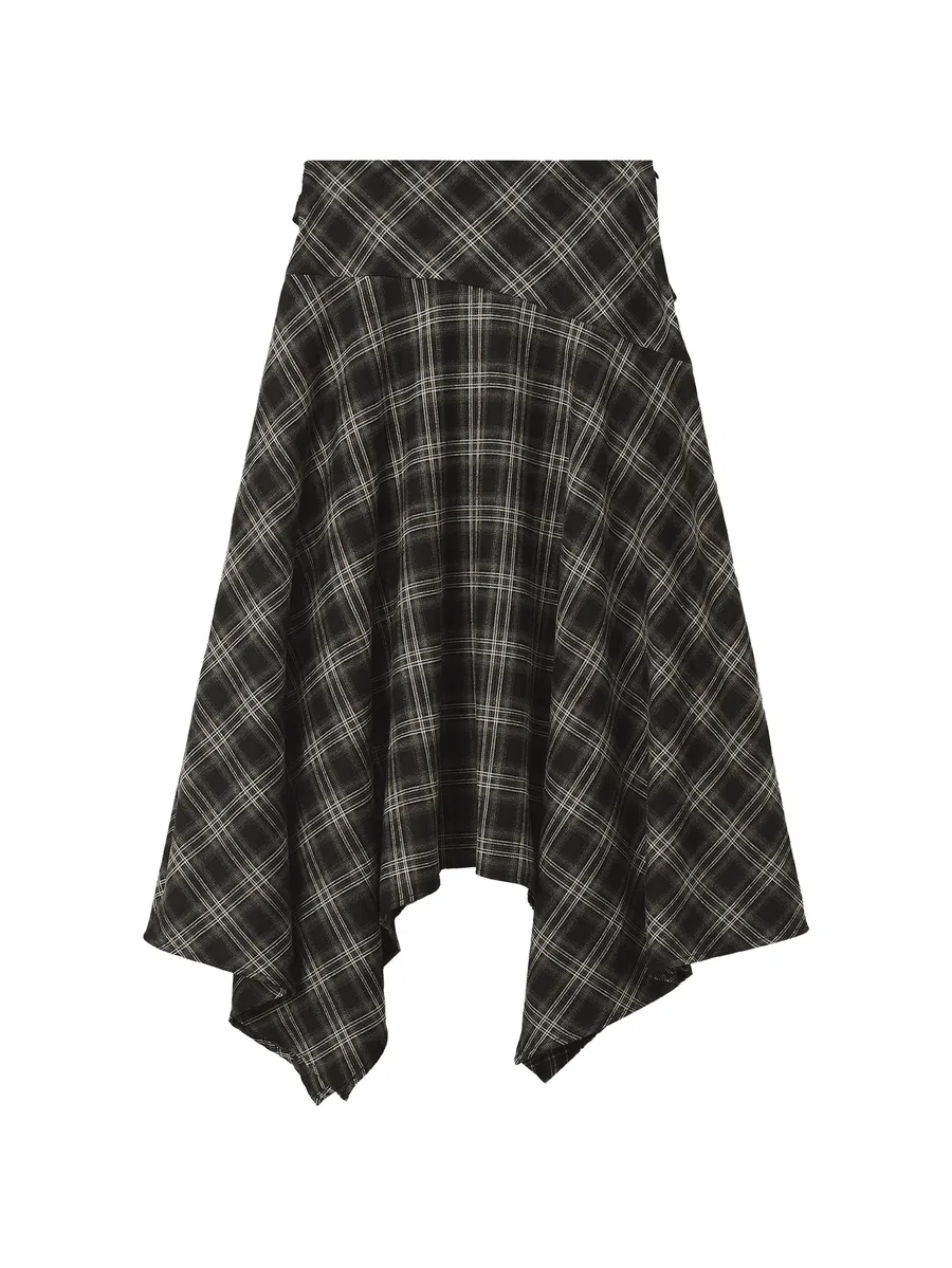 check-pattern asymmetric skirt 6