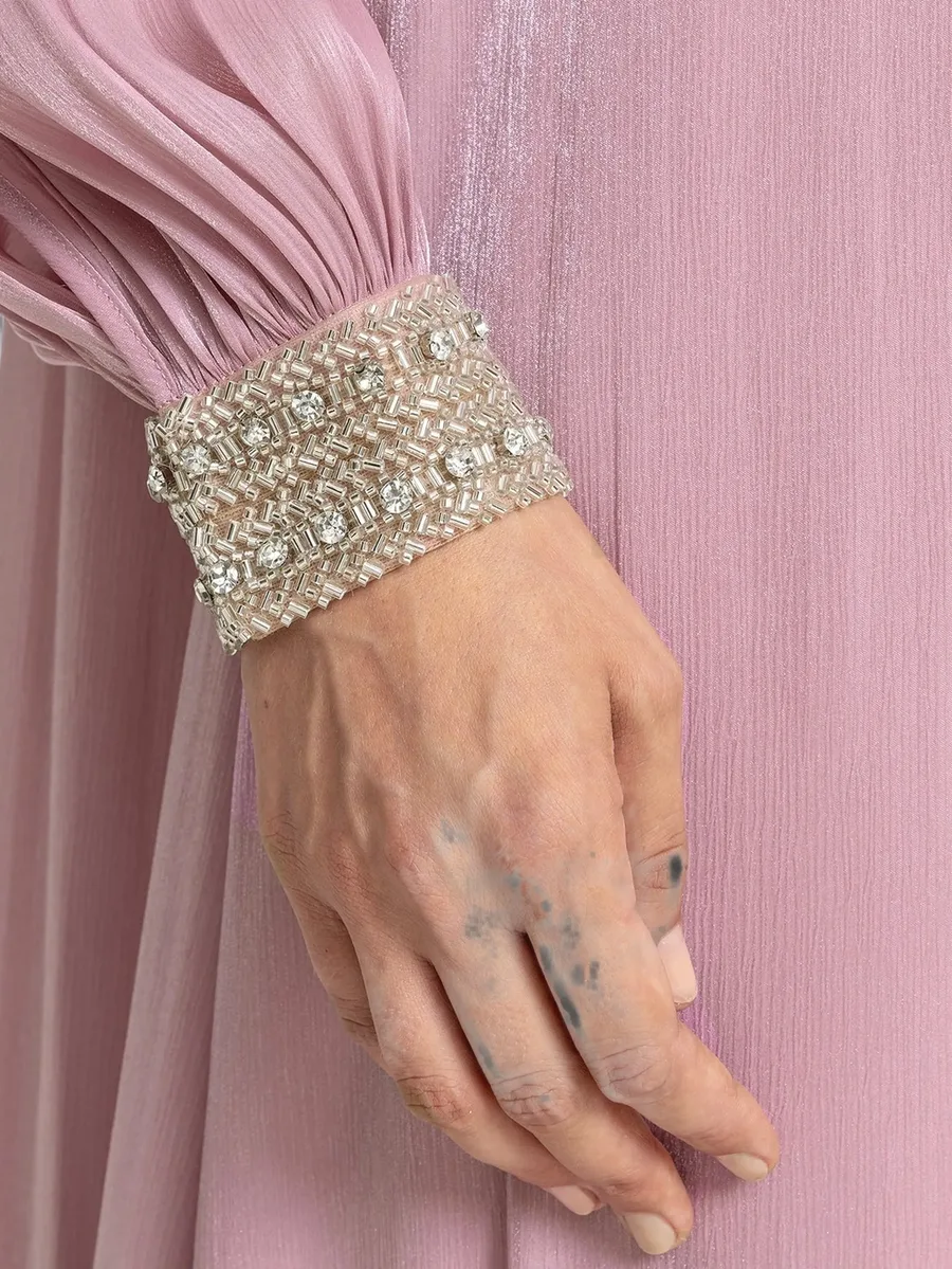 crystal-detail chiffon midi dress 6