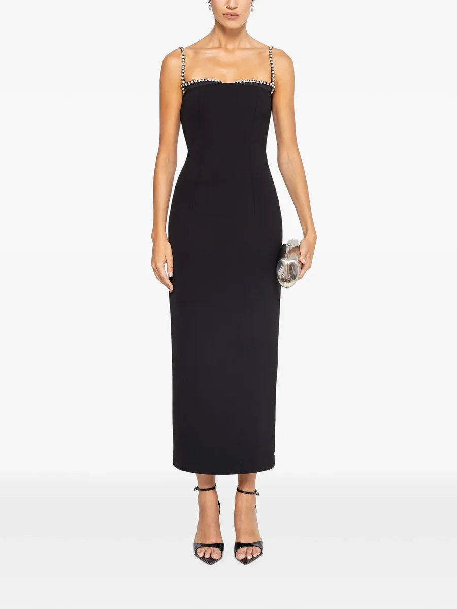 crystal-detail fitted midi dress 2