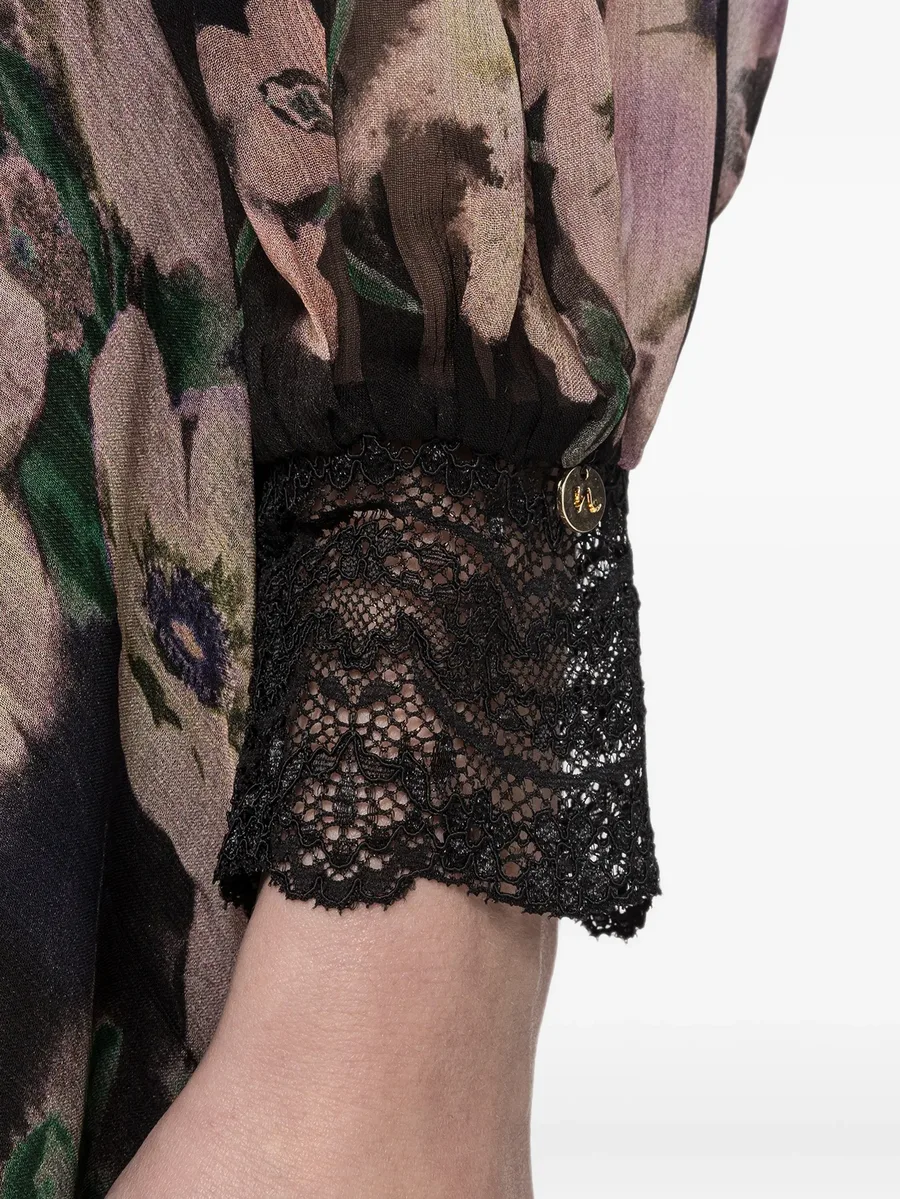 lace-insert chiffon midi dress 7