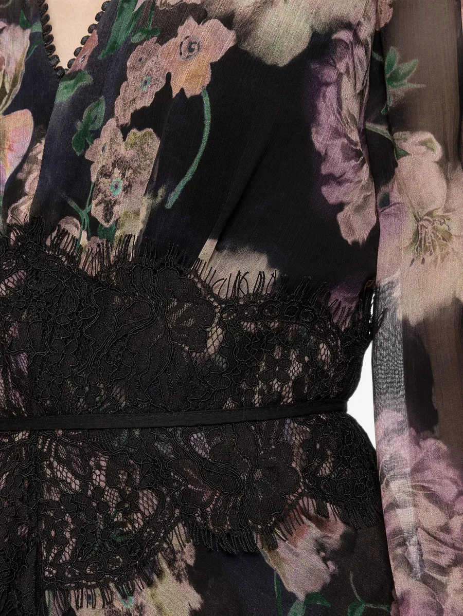 lace-insert chiffon midi dress 6