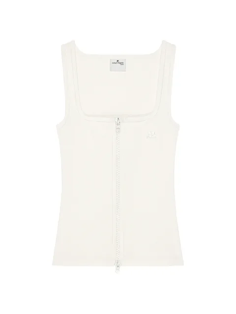 ribbed-knit zip-up tank top