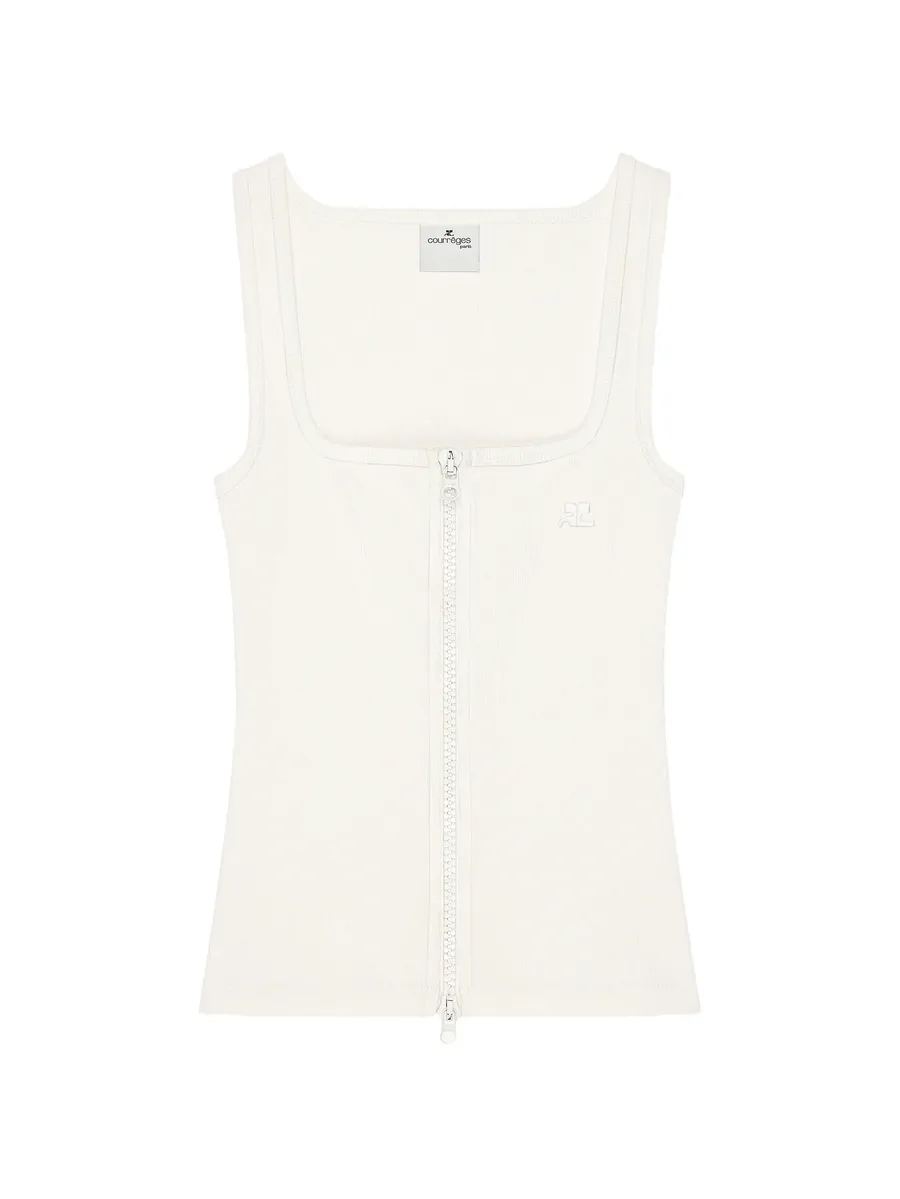 ribbed-knit zip-up tank top 1