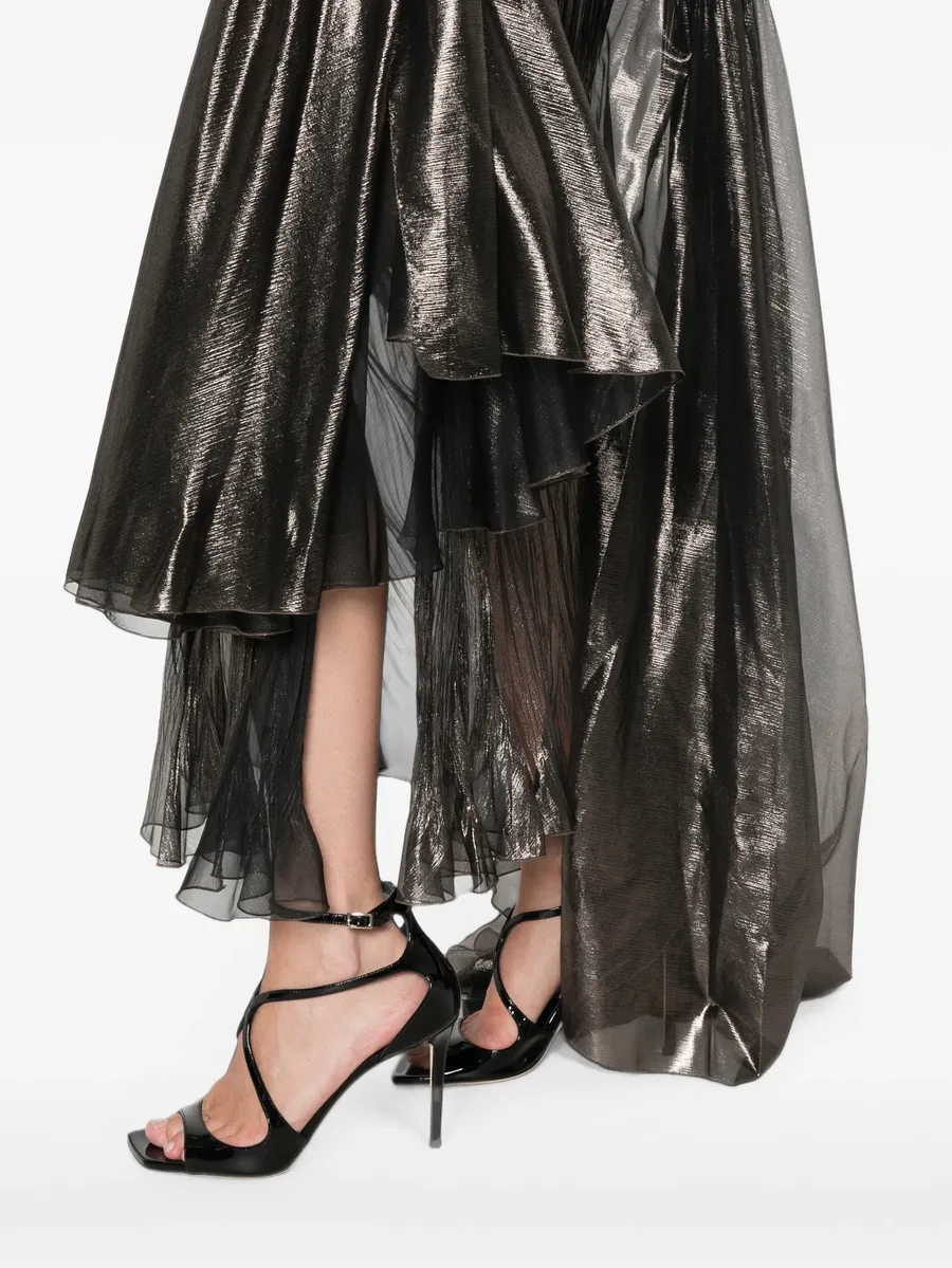 metallic-effect lace-up dress 5