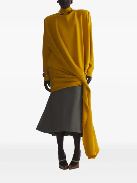 yellow cascade boxy dress