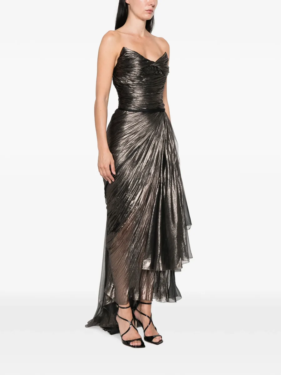 metallic-effect lace-up dress 3