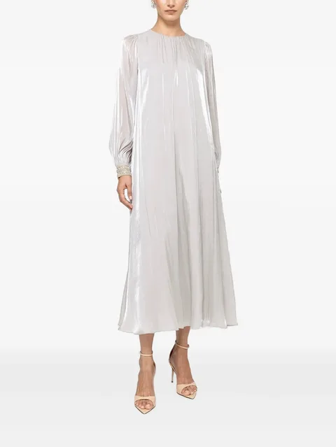 crystal-detail chiffon midi dress