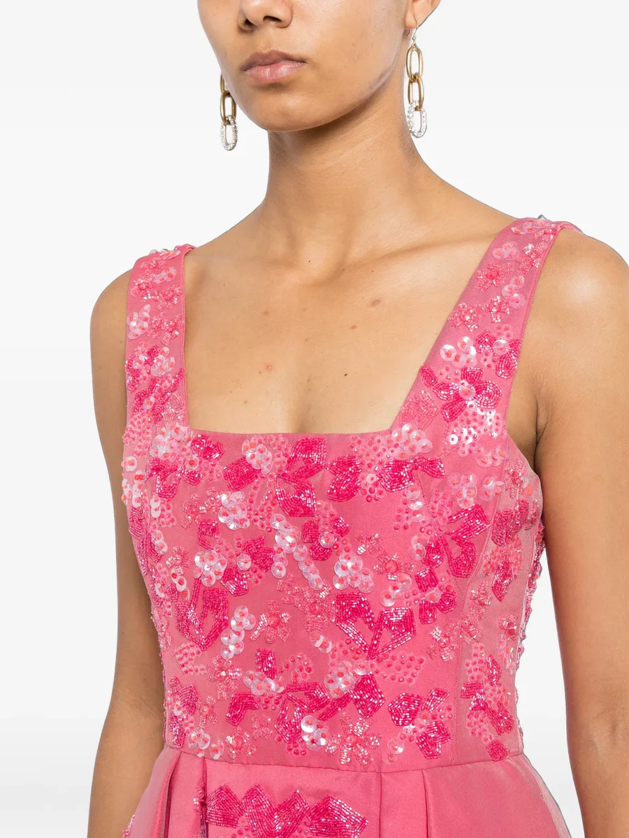 beaded floral-appliqué dress 5