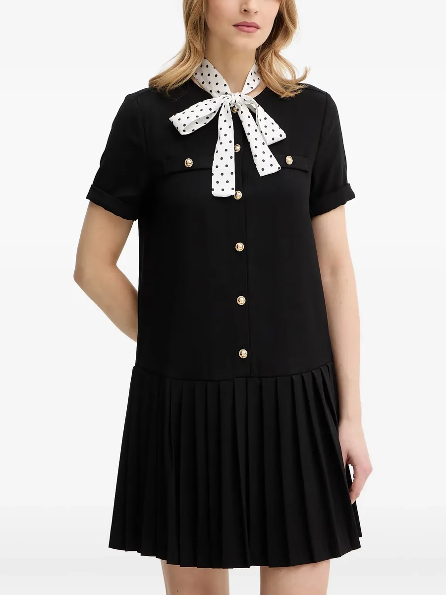 scarf-detail pleated mini dress 2