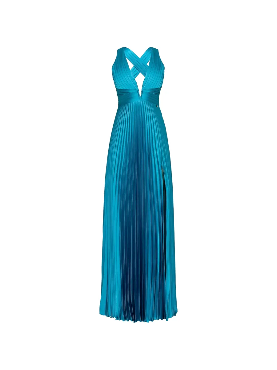 pleated satin maxi dress 1