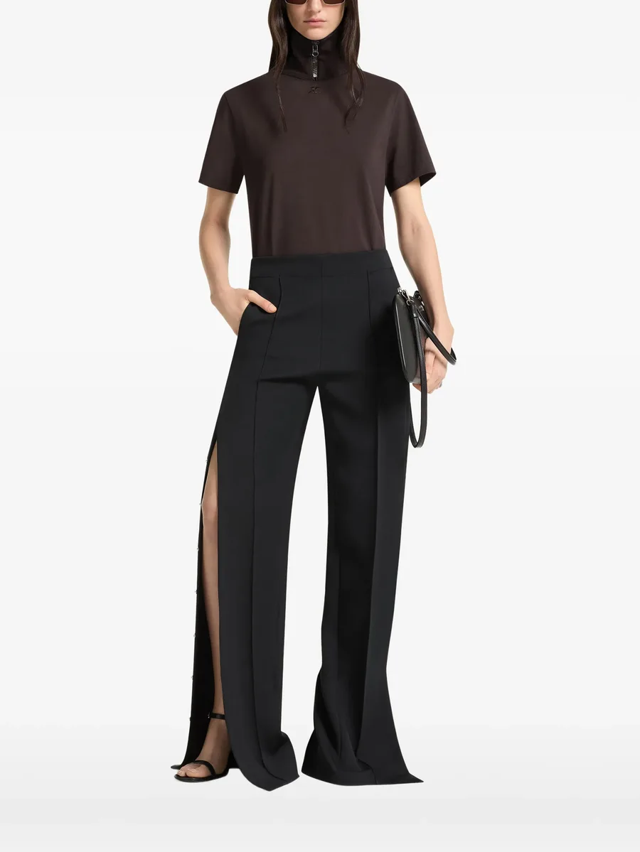 zip-neck ribbed-collar T-shirt 2