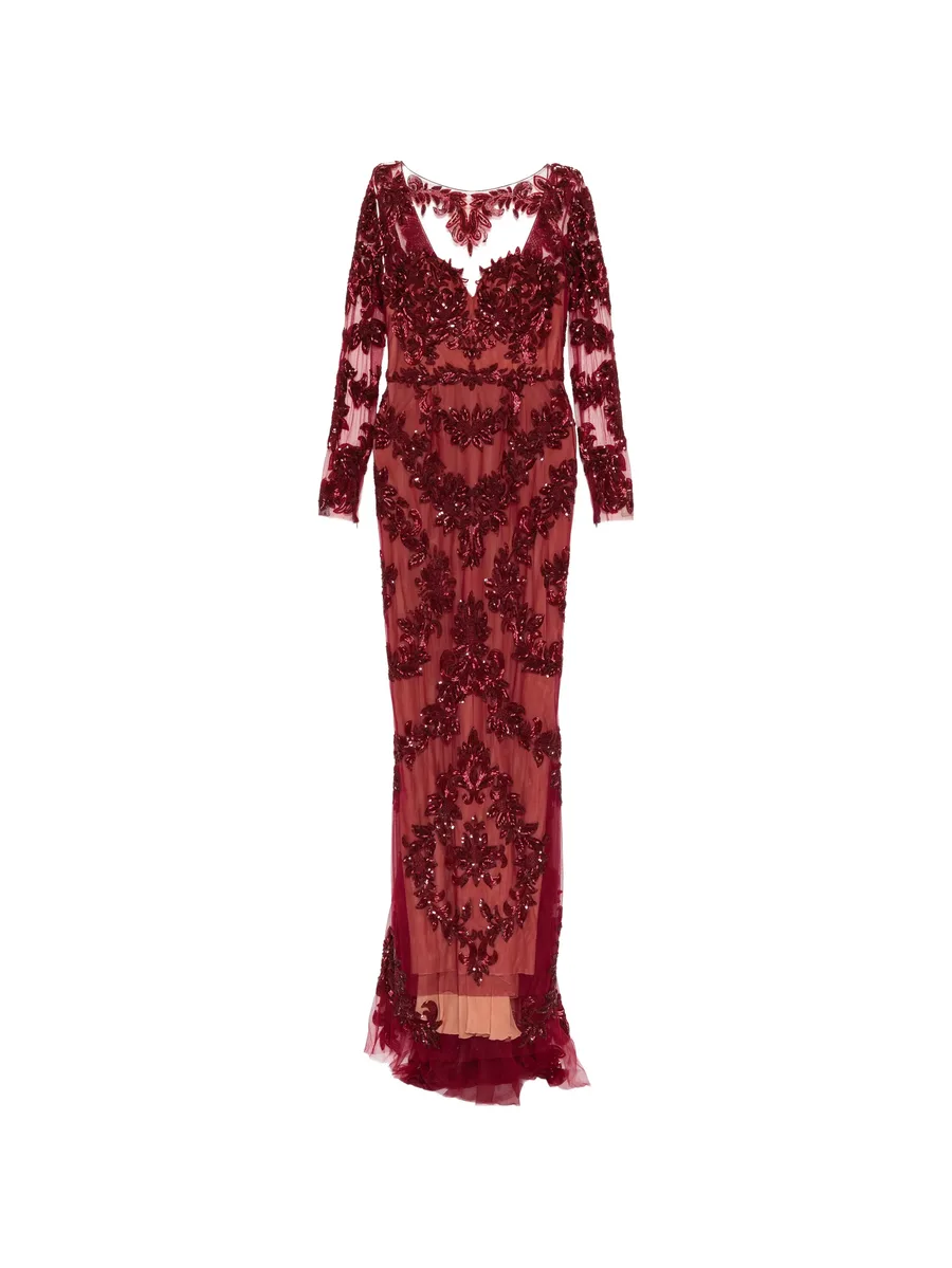 beaded lace fishtail gown 1