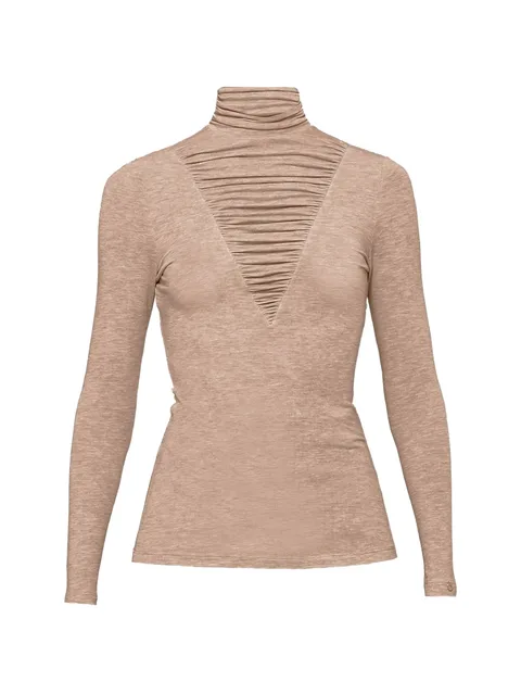lyocell wool-bland turtleneck top