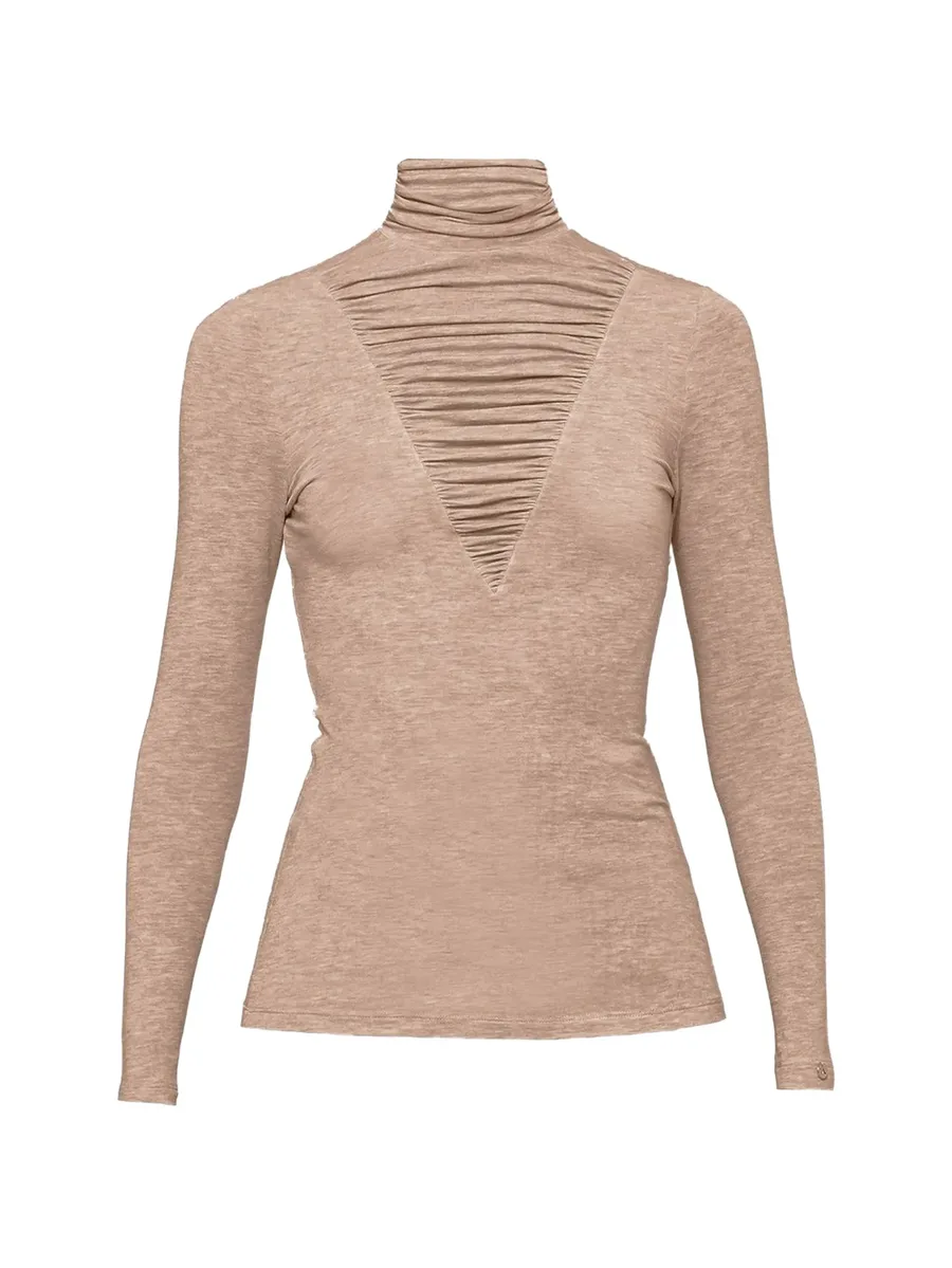 lyocell wool-bland turtleneck top 1