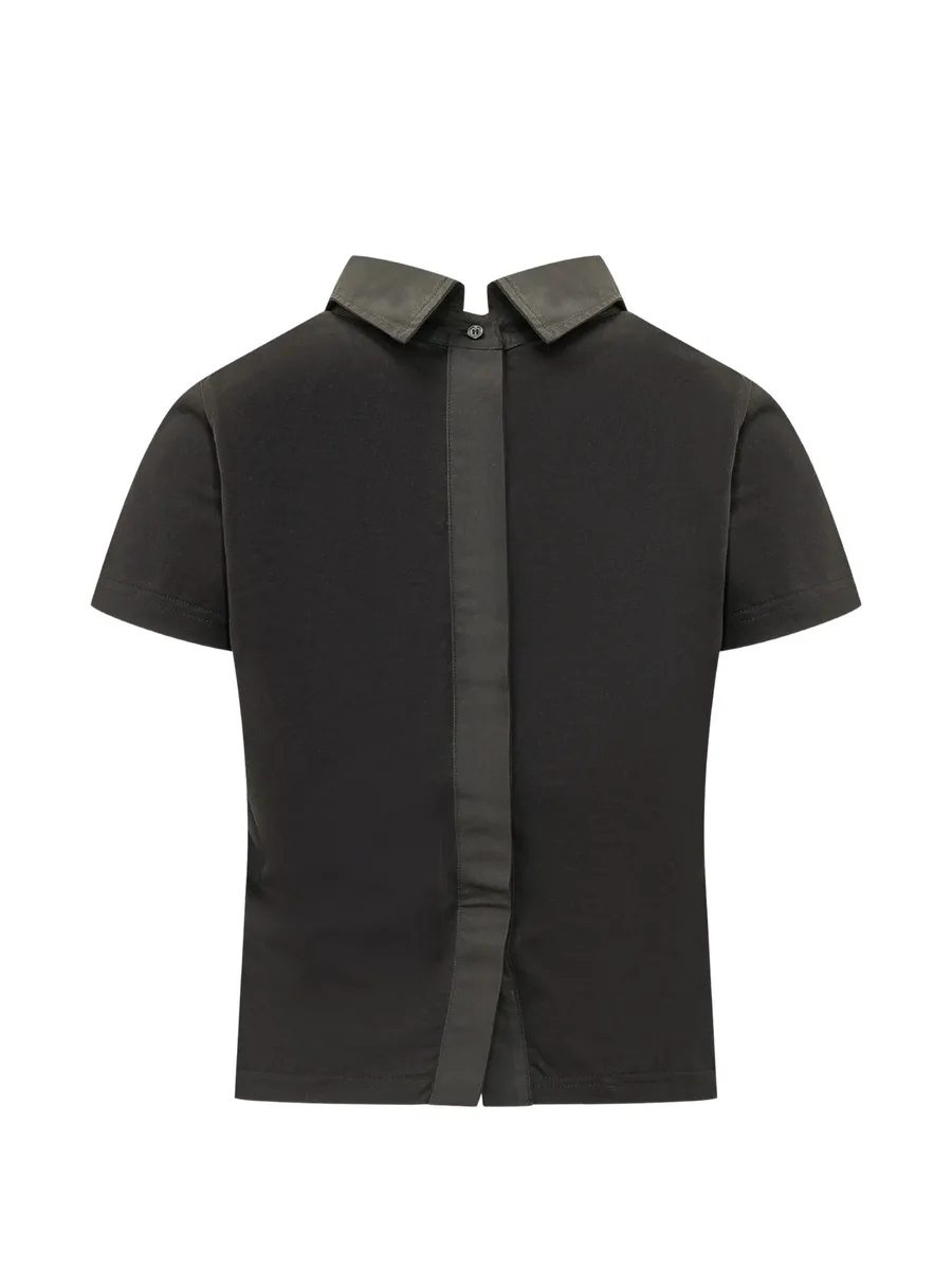 high-collar back-button T-shirt 2