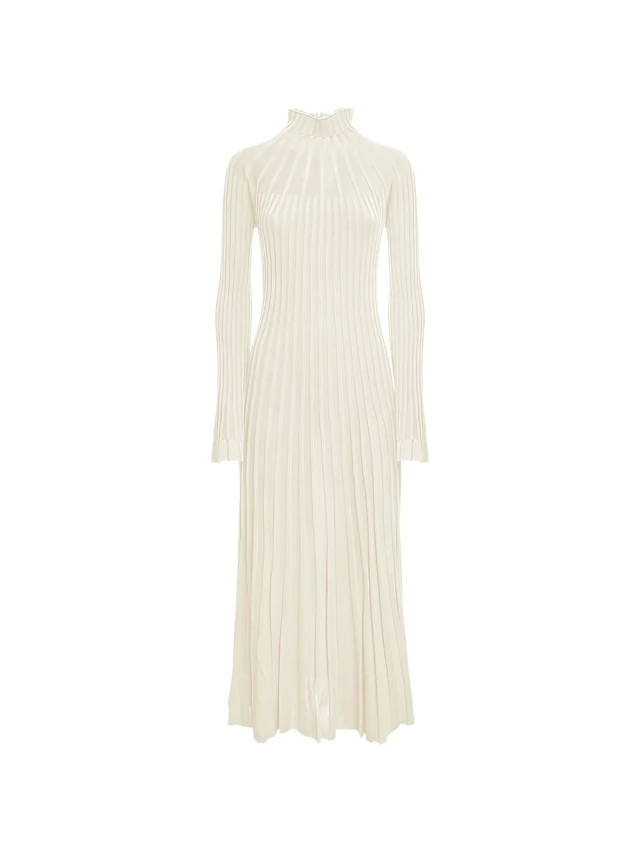 ribbed-knit long-sleeve dress 1