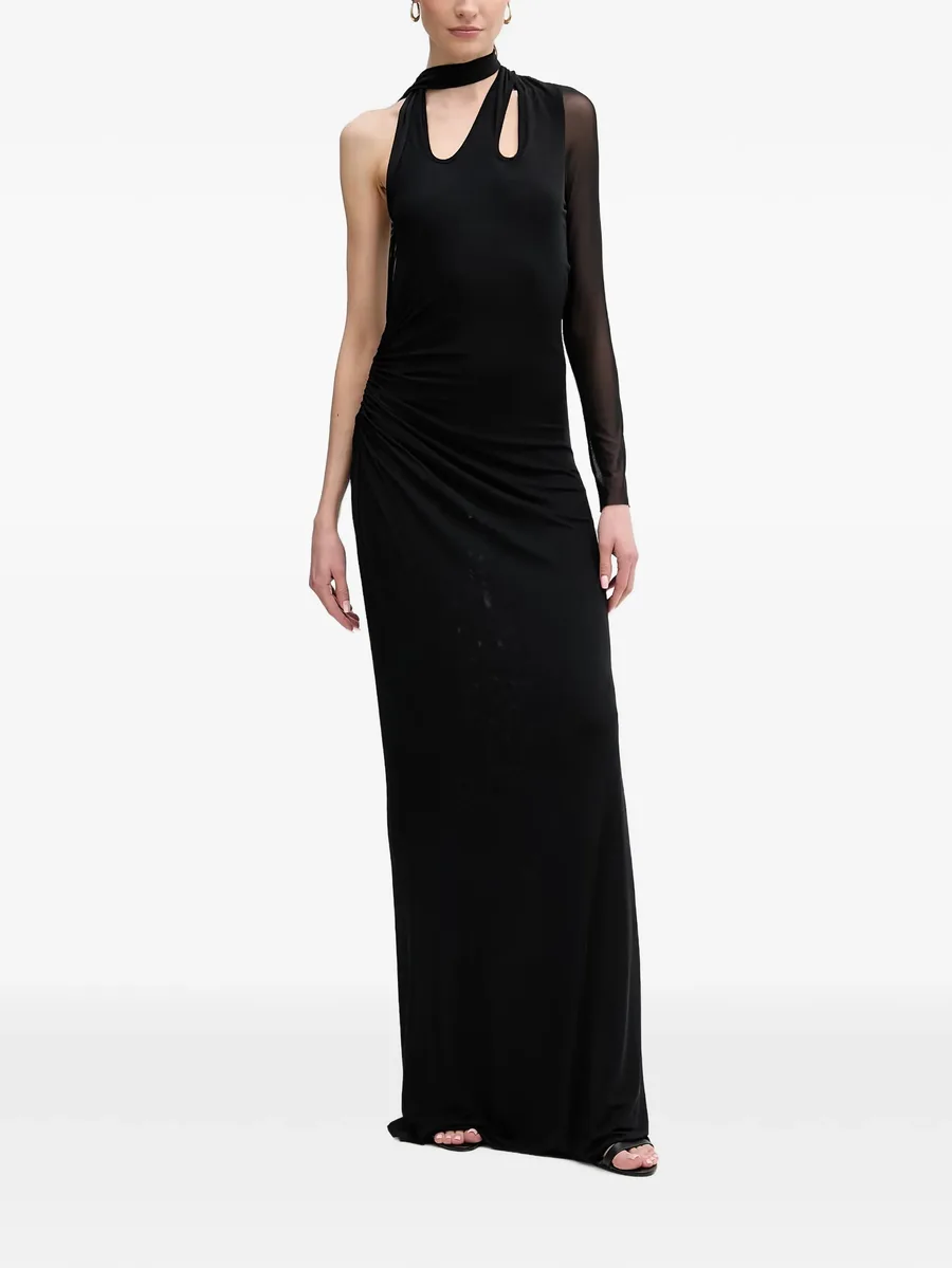 asymmetric ruched-detail maxi dress 2
