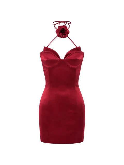 satin mini dress flower