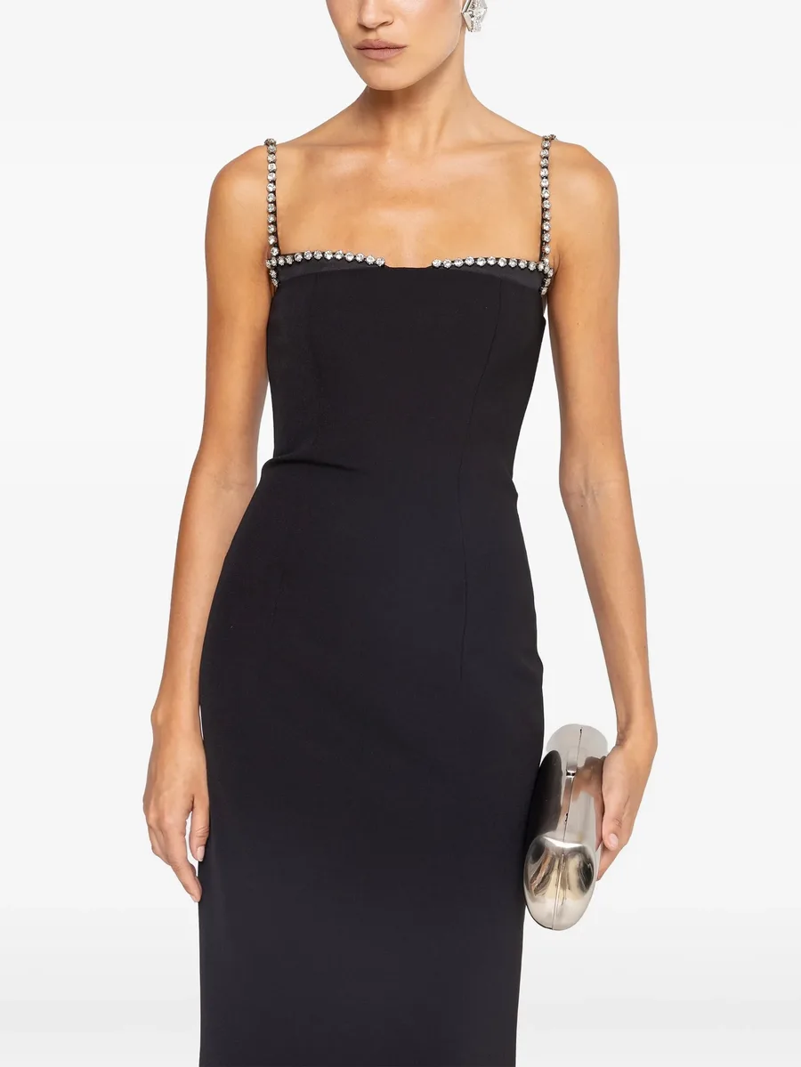 crystal-detail fitted midi dress 1