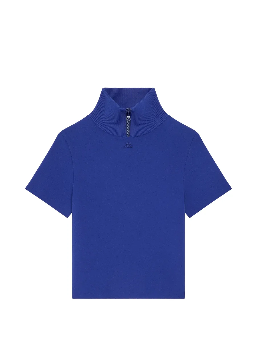Milano knit ribbed-collar top 1