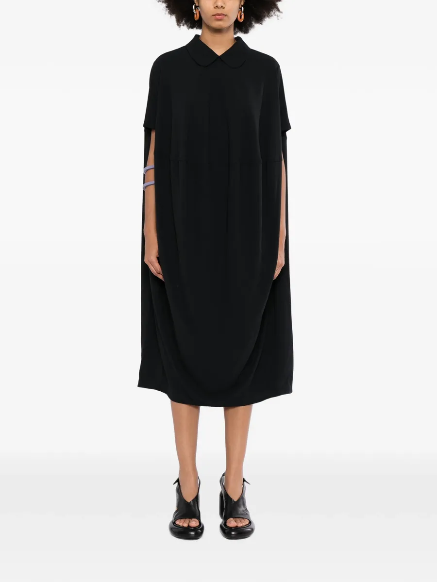 peter pan collar draped dress 3