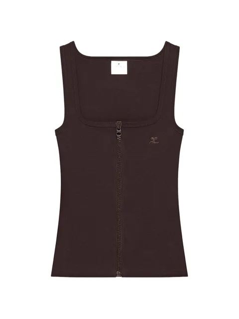 90's ribbed-knit zip-up tank top