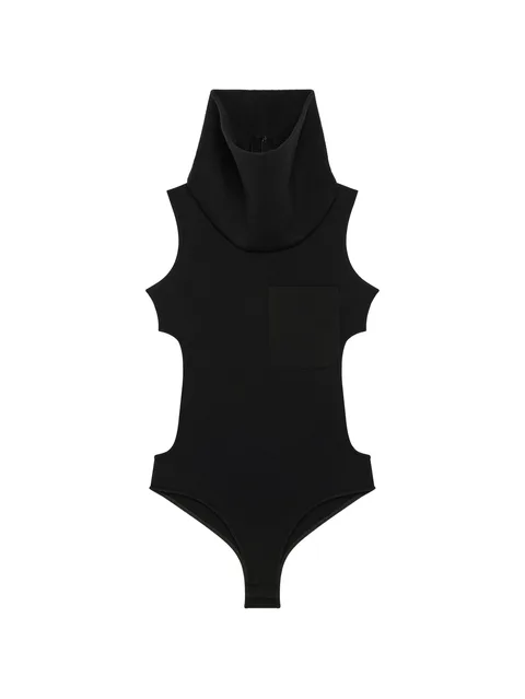 high-neck cut-out bodysuit