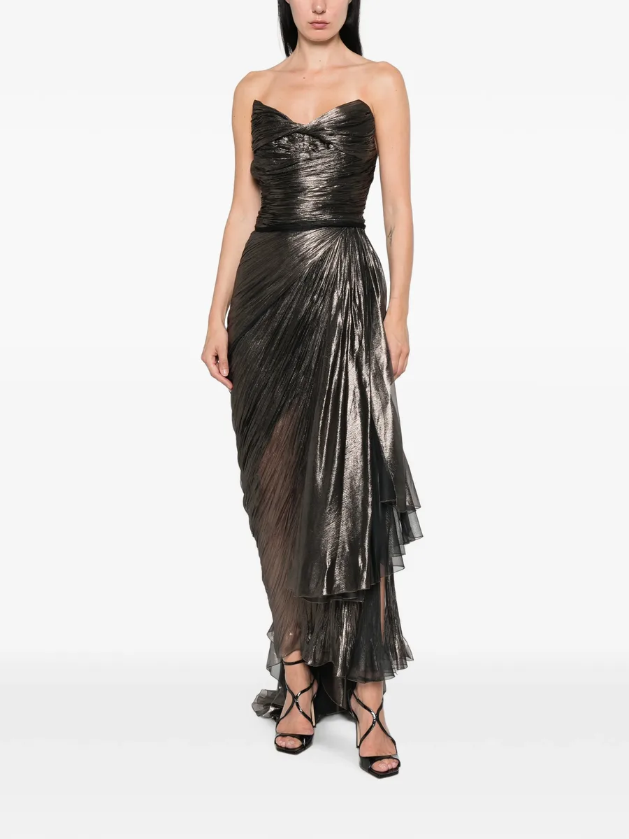 metallic-effect lace-up dress 2
