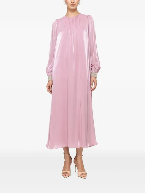 crystal-detail chiffon midi dress